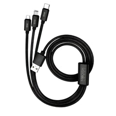 ModishOmbre® Trivolt 3-in-1 Charge & Sync Cable | USB to Type-C, Lightning, Micro USB | Up to 65W Fast Charging | Tangle-Free High Power Durable Cable for Smartphones, Tablets & More