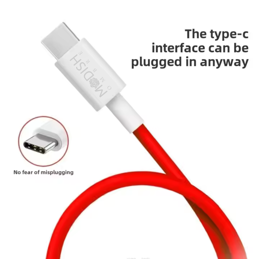 ModishOmbre 65W OnePlus Dash Warp Charge Cable, USB A to Type C Data Sync Fast Charging Cable Compatible with One Plus 3 /3T /5 /5T /6 /6T /7 /7T /7 pro, Nord 2/CE & for All Type C Devices - 1 Meter, Red