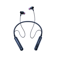 Stylish neckband earphones in bold blue color, featuring ergonomic ear tips and flexible band design
