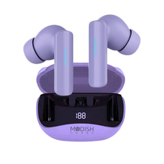 ModishOmbre Vibex TWS Earbuds  50 hr Backup|Quad Mic Clear Calls|13 mm Sound Driver |Display Indicator Bluetooth Headset (45 Ms Latency, Gaming Earbuds, Type C Fast Charging, Extra Earbuds Cushion, True Wireless)