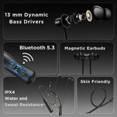 Rambler Bluetooth Neckband Upto 24 Hours Playback,Extra Bass Sound & Clear Mic Bluetooth Headset (Active Noise Cancellation, Crystal Clear Sound, Long Lasting Battery, in The Ear)