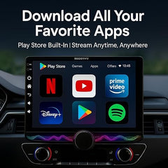 ModishOmbre Gemstone 10.4” QLED 2K Car Android Stereo | OS 13 | 4GB RAM + 64GB ROM | Built-in Exhaust Fan | Bluetooth | WiFi | Single Knob Screen | AHD Camera + 65W Cable + 100W Charger Free