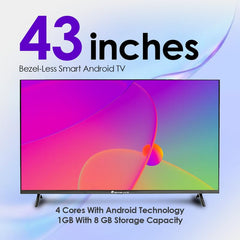 MOD43GFLVR-Google TV 43-Inch Full Android A++ Smart LED TV – 1GB RAM + 8GB Storage, Voice Remote, Google TV, 2-Year Warranty