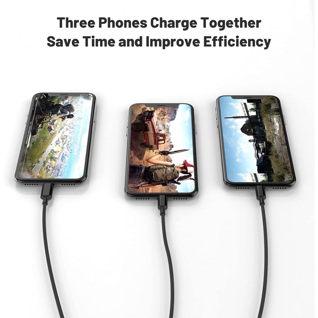 ModishOmbre® Trivolt 3-in-1 Charge & Sync Cable | USB to Type-C, Lightning, Micro USB | Up to 65W Fast Charging | Tangle-Free High Power Durable Cable for Smartphones, Tablets & More