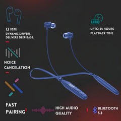 Rambler Bluetooth Neckband Upto 24 Hours Playback,Extra Bass Sound & Clear Mic Bluetooth Headset (Active Noise Cancellation, Crystal Clear Sound, Long Lasting Battery, in The Ear)