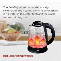 ModishOmbre 1.8 Litres Electric Kettle (PKOSS 1.8)| 1500W| Silver - Black| Automatic Cut-off | Stainless Steel | Rotatable Base | Power Indicator | Single-Touch Lid Locking