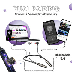 ModishOmbre Avenger Neckband  Bluetooth Headphone, 88 Hrs Playtime Backup, Smart Magnetic Earbuds (Hall Swtich), Vibration Alerts,12 mm Driver Dynamic Sound, ENC, 5.4 Low Latency Wireless Neckband