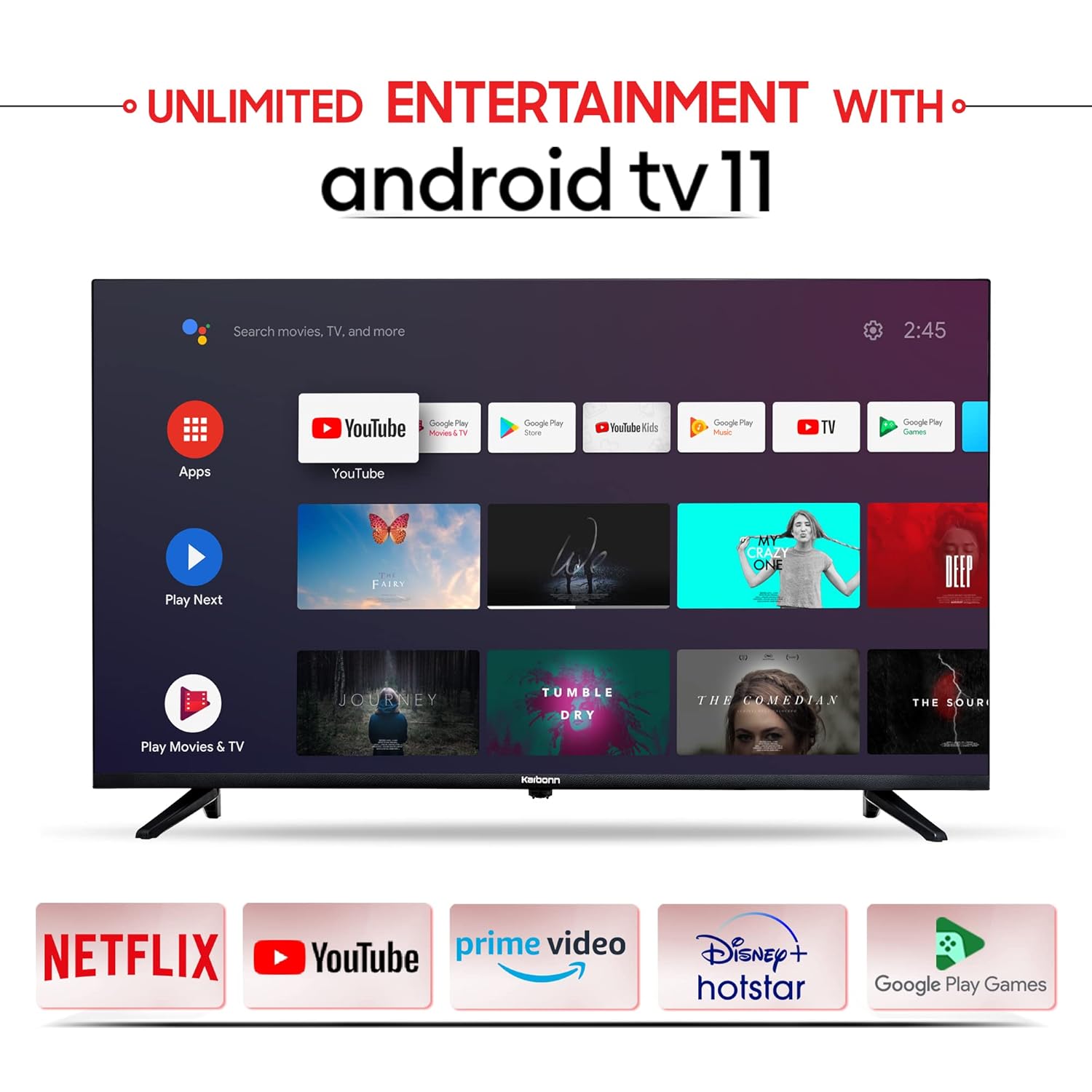 MOD43SFLVR-STAR 43-Inch Full Android A++ Smart LED TV – 1GB RAM + 8GB Storage, Voice Remote, 2-Year Warranty