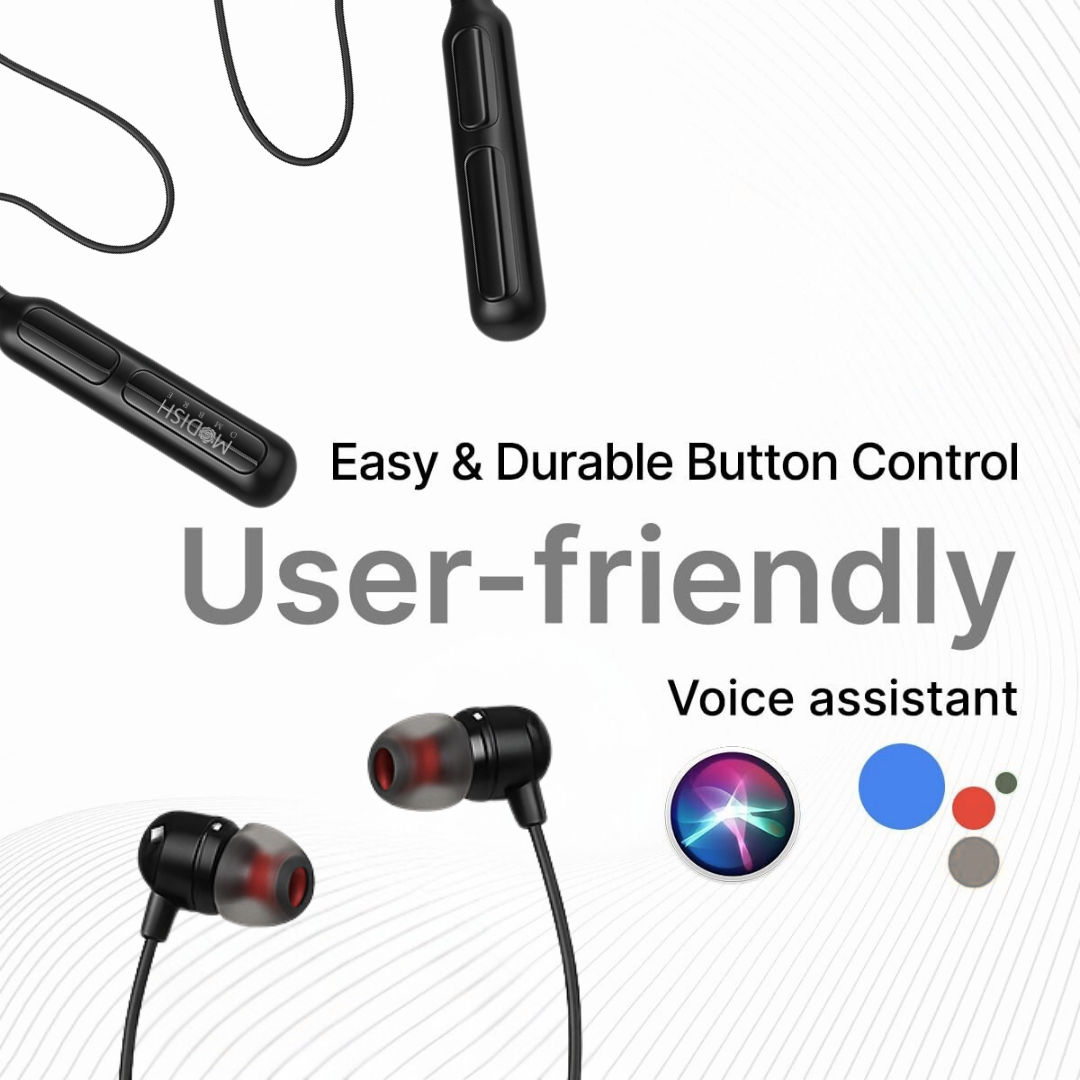 ModishOmbre Music Mate Bluetooth Neckband Upto 30 Hours Playback,Extra Bass and 3d Sound Bluetooth  (B MEMS mics, Auto connect, IPX4 Waterproof, Type C charging, Auto connect, In the Ear)