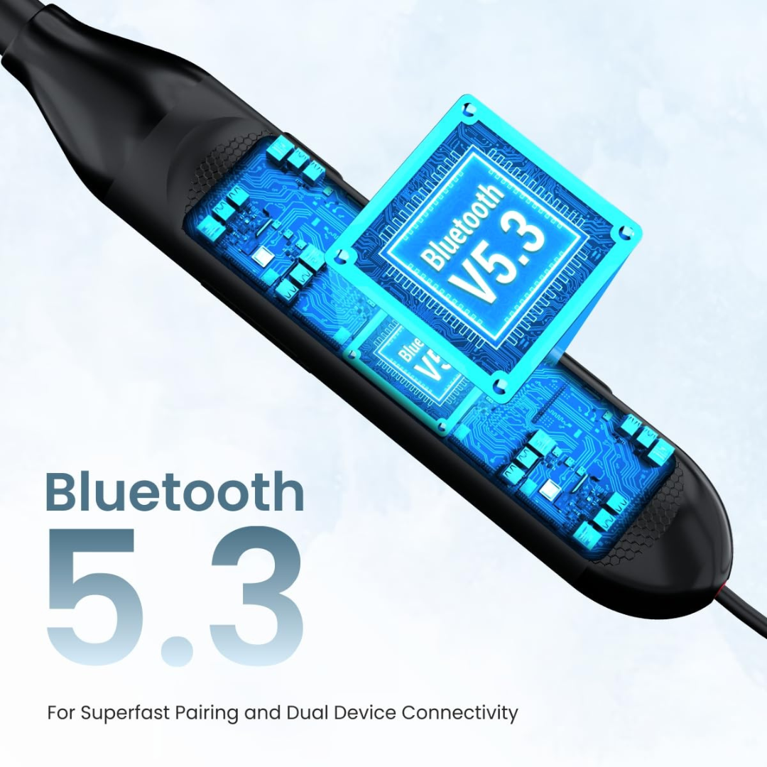 ModishOmbre Music Mate Bluetooth Neckband Upto 30 Hours Playback,Extra Bass and 3d Sound Bluetooth  (B MEMS mics, Auto connect, IPX4 Waterproof, Type C charging, Auto connect, In the Ear)
