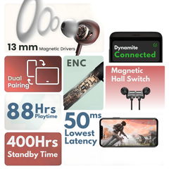 8-Hour Playback and 13mm Dynamic Driver – Dynamite Neckband Earbuds

