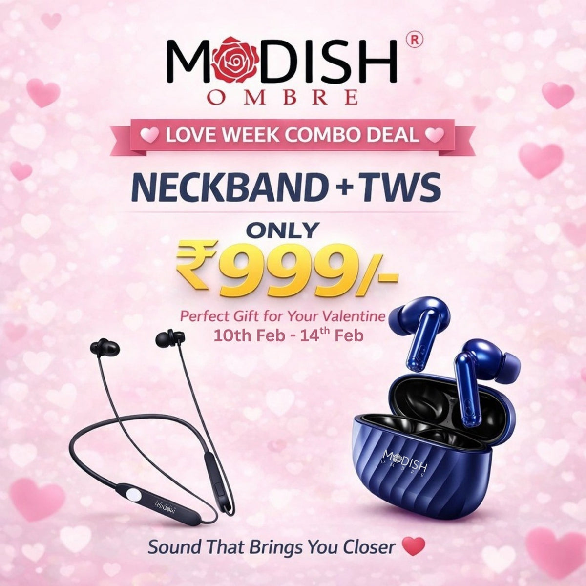 Buy Pods 7+ Bluetooth Earbuds, Get Pluto Wireless Neckband | ENC Mic, Powerful Bass, Type-C Charging