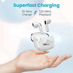 ModishOmbre Aura TWS Earbuds with MEMS Mic Active ENC & Touch Control | 24 Hrs Battery | 40 MS Latency Gaming Headset | 5.3v Bluetooth | Sweat Resistance | ExtraBass Earbuds