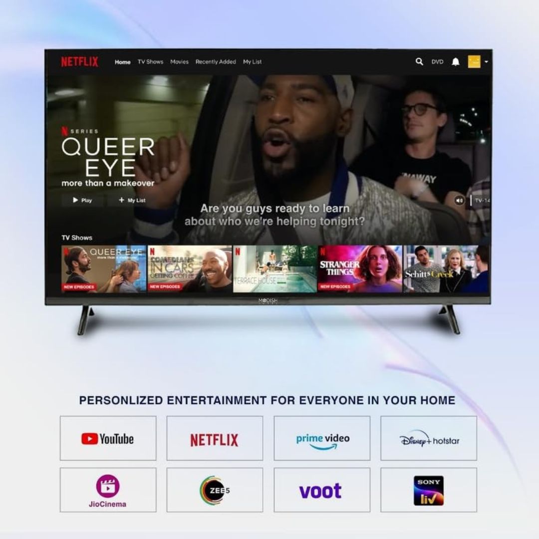 MOD43GFLVR-Google TV 43-Inch Full Android A++ Smart LED TV – 1GB RAM + 8GB Storage, Voice Remote, Google TV, 2-Year Warranty
