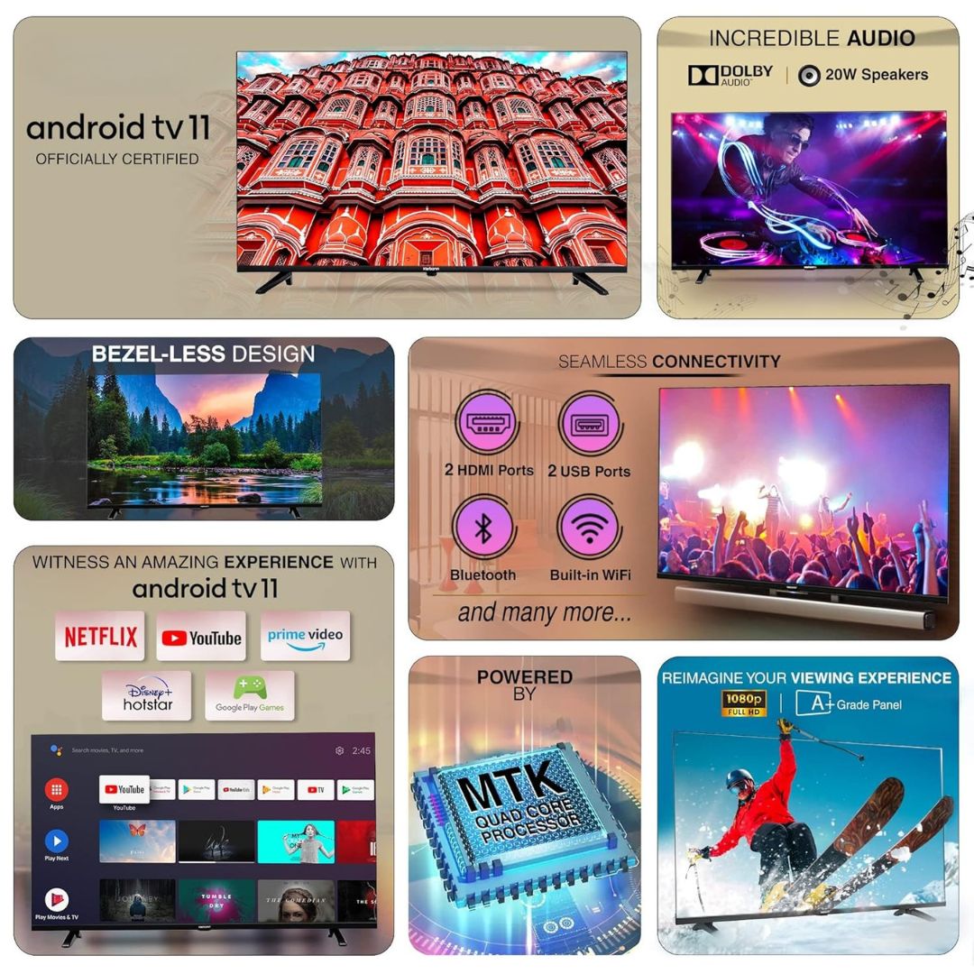 MOD43SFLVR-STAR 43-Inch Full Android A++ Smart LED TV – 1GB RAM + 8GB Storage, Voice Remote, 2-Year Warranty