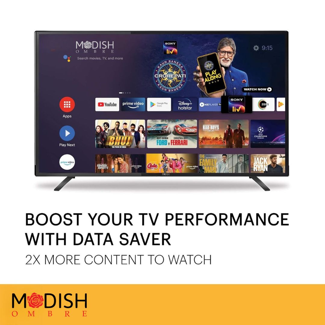 MOD32SGFLVR-STAR+ 32-Inch Full Android A++ Smart LED TV – 1GB RAM + 8GB Storage, Voice Remote, Golden Bezel, 2-Year Warranty