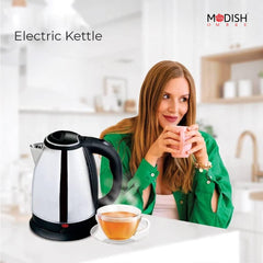 ModishOmbre 1.8 Litres Electric Kettle (PKOSS 1.8)| 1500W| Silver - Black| Automatic Cut-off | Stainless Steel | Rotatable Base | Power Indicator | Single-Touch Lid Locking