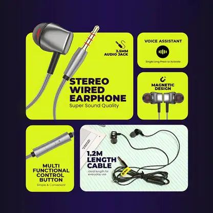 Magnetic earbuds with strong metal finish – ModishOmbre Magno-Bass Earphones

