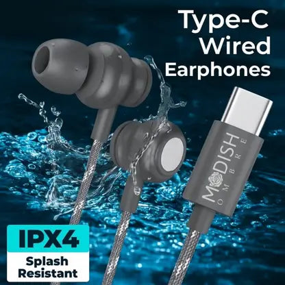 IPX4 water-resistant ModishOmbre USB-C Earphones for sweat and splash protection

